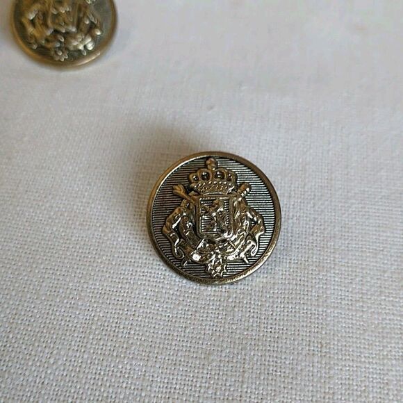 Loft Waterbury Replacement Buttons Shanks Gold Tone Brass Crest Blazer Coat 6x - Picture 2 of 6